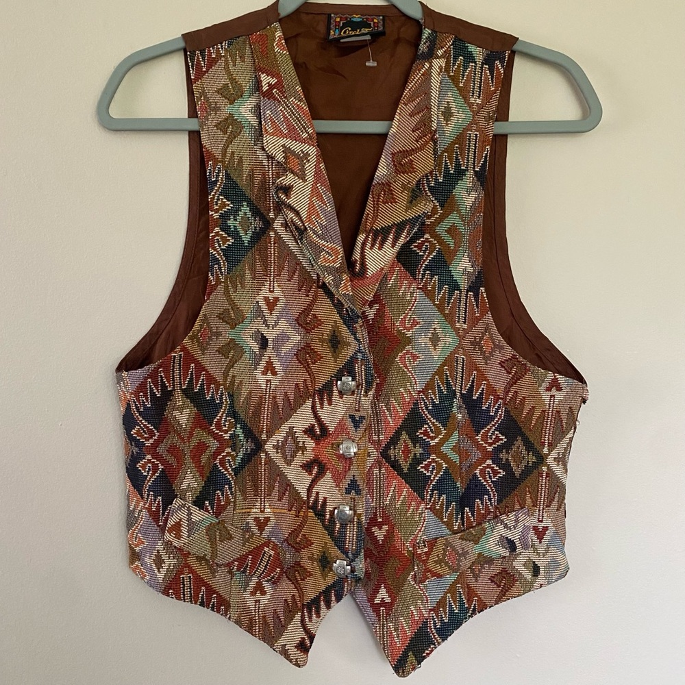 Circle T | VINTAGE western tapestry button up southwestern vest